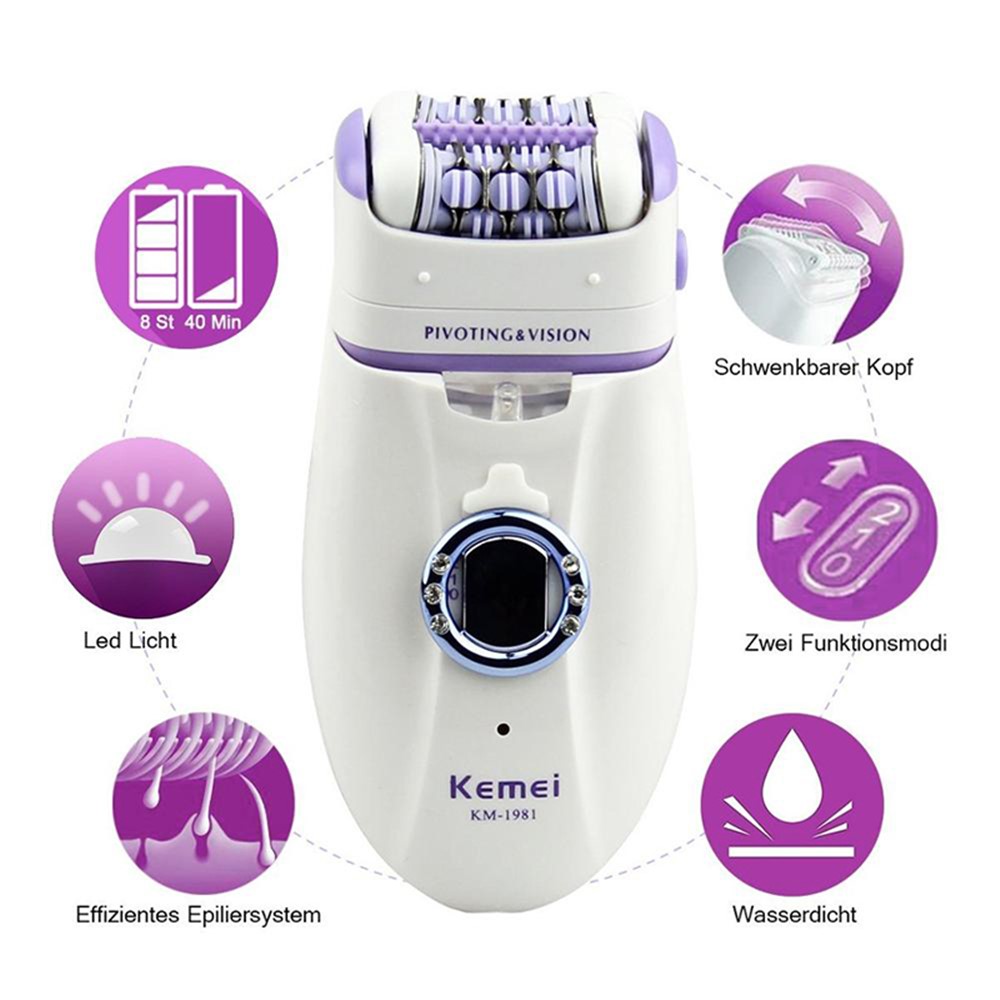 KEMEI KM-1981 Female Epilator Armpit Hair Removal Setting Women Shaver Trimmer - Image 2
