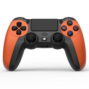 KM048 Bluetooth-compatible Wireless Controller for PS4 Cordless Game Handle 4.0 with Light Bar Support 6-axis, Vibration Function – Orange