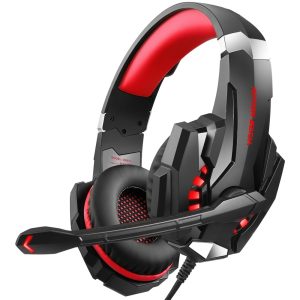 KOTION EACH G9000 Pro LED Light Gaming Headset Wired Over-Ear PC Headphone with Microphone – Black+Red