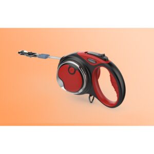 Dogness automatic leash 5m with flashlight and bag container (red)