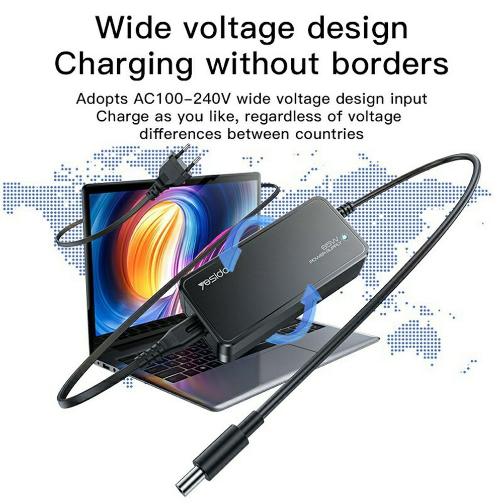 YESIDO CG11K Laptop Charger Kit 65W Power Adapter with 14 DC Connectors - UK Plug - Image 3