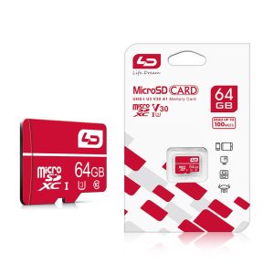 LD 64GB U3 Class 10 MicroSD Card TF Card Compatibility 4K Memory Card for Dash Cam Security Camera – Red