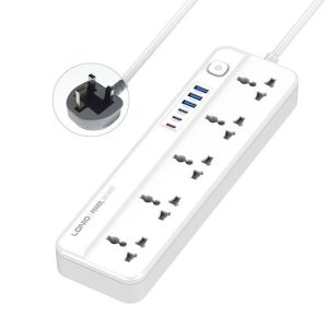 LDNIO SC5614 Power Strip 5 Outlets 6 USB Ports 2500W PD Fast Charging with 2m Cable for Office Home – UK Plug