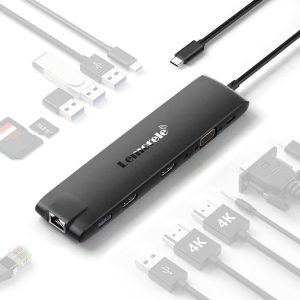 LEMORELE TC96 13 in 1 USB C Hub Docking Station Gigabit Ethernet Triple Display 4K HD VGA for Business Laptop