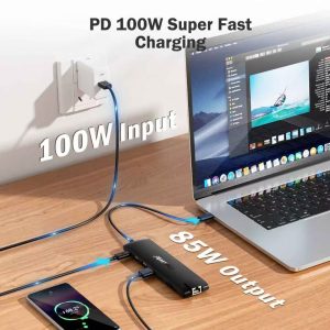 LEMORELE TC96 13 in 1 USB C Hub Docking Station Gigabit Ethernet Triple Display 4K HD VGA for Business Laptop