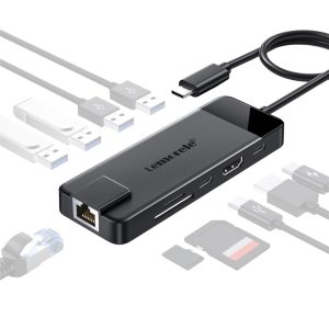 LEMORELE TC93 USB-C Docking Station 10 in 1 Hub Adapter Multiport with HD / Ethernet / Card Reader / PD Charging