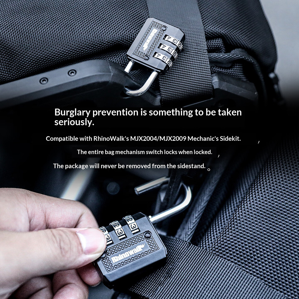 RHINOWALK XM10203 Motorcycle Bag Security Lock Zinc Alloy 3-Digit Anti Theft Combination Lock - Black - Image 3