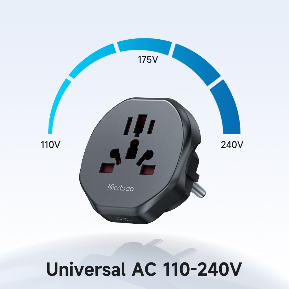 MCDODO CP-45 C1 Series Universal Travel Adapter 8-hole to UK / EU / US Plug Converter - EU Plug - Image 5