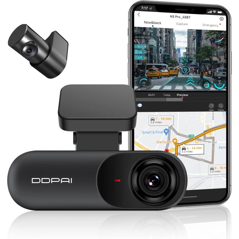 DDPAI Mola N3 Pro Dash cam GPS WiFi 2.5K FHD + Rear camera