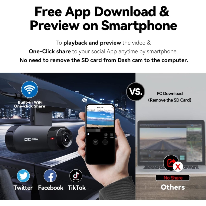 DDPAI Mola N3 Pro Dash cam GPS WiFi 2.5K FHD + Rear camera - Image 5