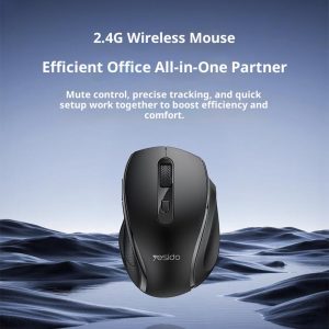 YESIDO KB45 2.4G Wireless Quiet Business Mouse 6 Buttons 4 DPI Wide Side Rest Precise Tracking for Windows / Mac / Android – White