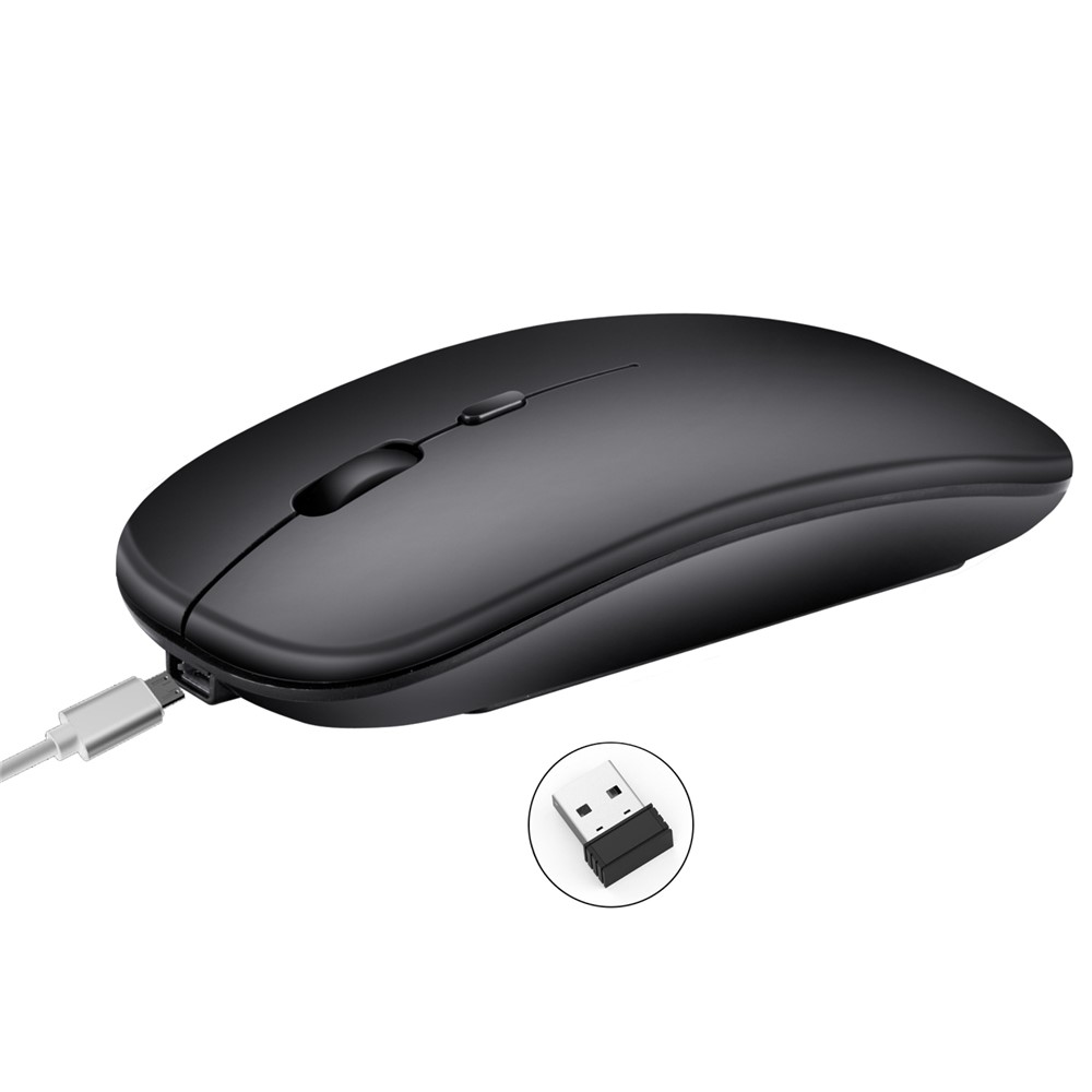 M80 2.4G Wireless Mouse Rechargeable 800/1200/1600 DPI Computer Mouse Ultra-Thin Silent Mice for Home Office Notebook - Matte Black - Image 3