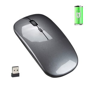 M80 2.4G Wireless Mouse Rechargeable 800/1200/1600 DPI Computer Mouse Ultra-Thin Silent Mice for Home Office Notebook – Grey