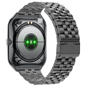 MT61 Ultra Thin Smart Watch 1.96 Inch AMOLED Curved Screen Bluetooth-Compatible Calling Health Monitor, Steel Strap – Black