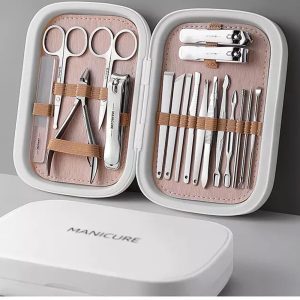 18 in 1 Stainless Steel Manicure & Pedicure Sets (White)