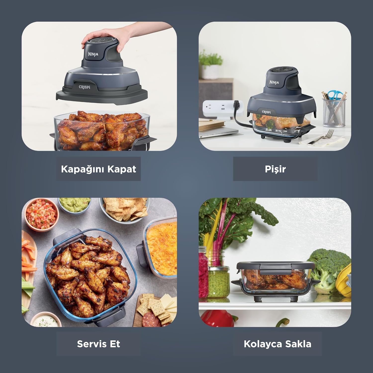 Ninja Crispi Air Fryer 1.4L + 3.8L, 4-in-1, Black EU FN101EUGY - Image 4