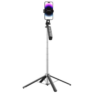 P18TK Selfie Stick with Single Square Fill Light Handheld Stabilizer Pop-up Tripod Stand for Live Streaming – Black