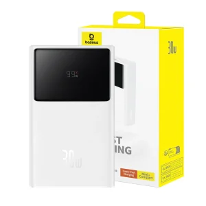 Baseus Power Bank Star-Lord with Digital Display, Fast Charge, C+A+A, 30W, 10000 mAh, White (P10022907113-01)