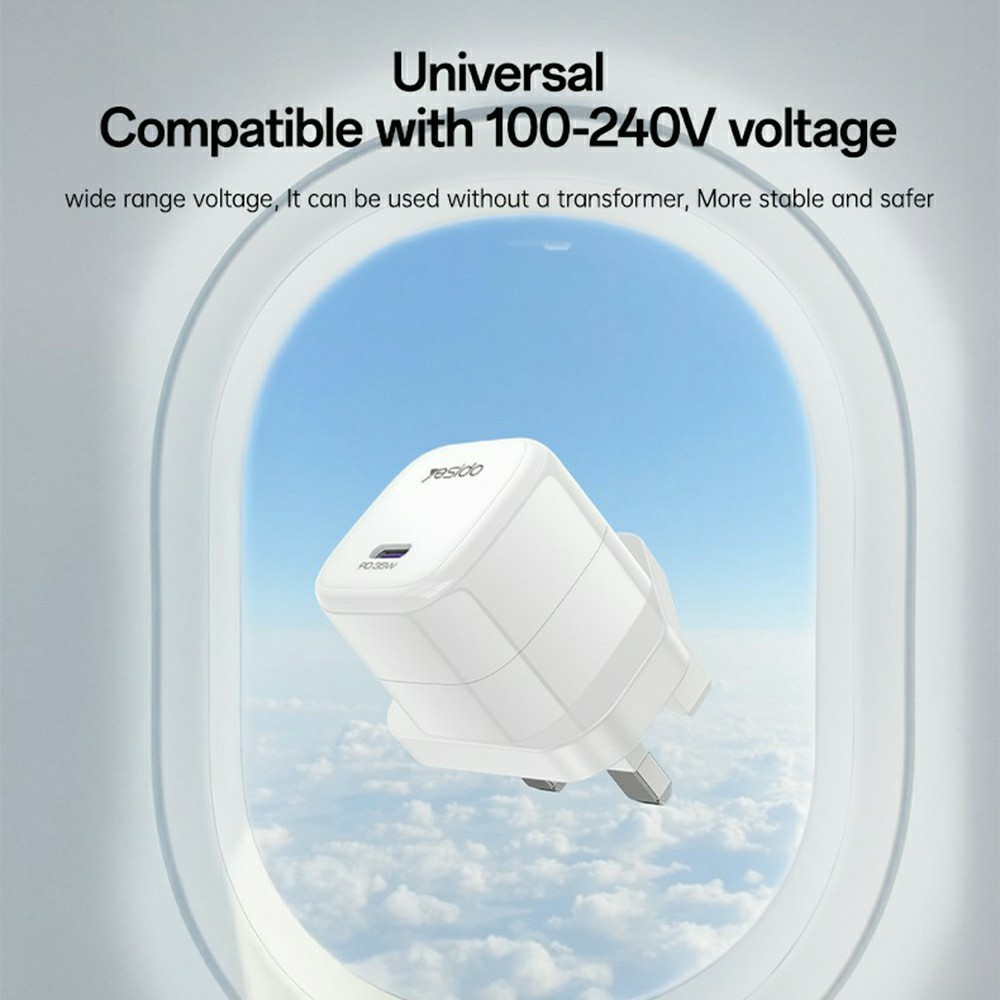 YESIDO YC149 PD 35W Travel Charger Adapter Single Port Type-C Fast Charging Adapter - UK Plug - Image 4