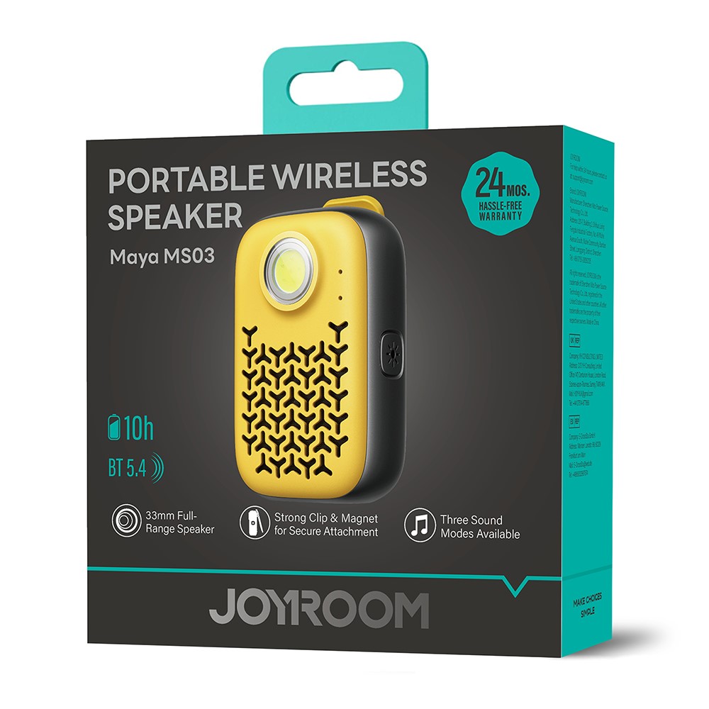 JOYROOM JR-MS03 Portable Bluetooth-Compatible Speaker Waterproof IP67 ENC Noise Cancellation Loudspeaker - Yellow+Black - Image 6