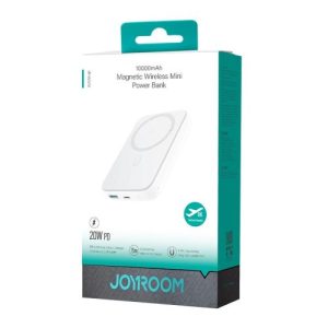 Joyroom Power Bank Magnetic Wireless charging, MagSafe, C+U, PD 20W, 10000 mAh, with USB – Lightning cable (0.25m) White (JR-W020)
