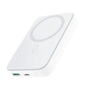 Joyroom Power Bank Magnetic Wireless charging, MagSafe, C+U, PD 20W, 10000 mAh, with USB – Lightning cable (0.25m) White (JR-W020)