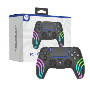 HS-PS5230 For Sony PlayStation 5 Bluetooth-compatible Gamepad 6-Axis Gyroscope Vibration Wireless Controller with RGB Light – Black
