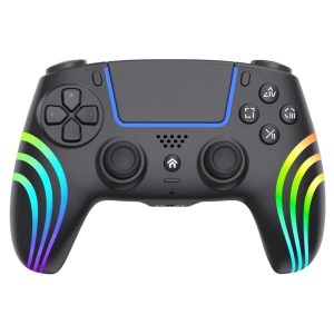 HS-PS5230 For Sony PlayStation 5 Bluetooth-compatible Gamepad 6-Axis Gyroscope Vibration Wireless Controller with RGB Light – Black