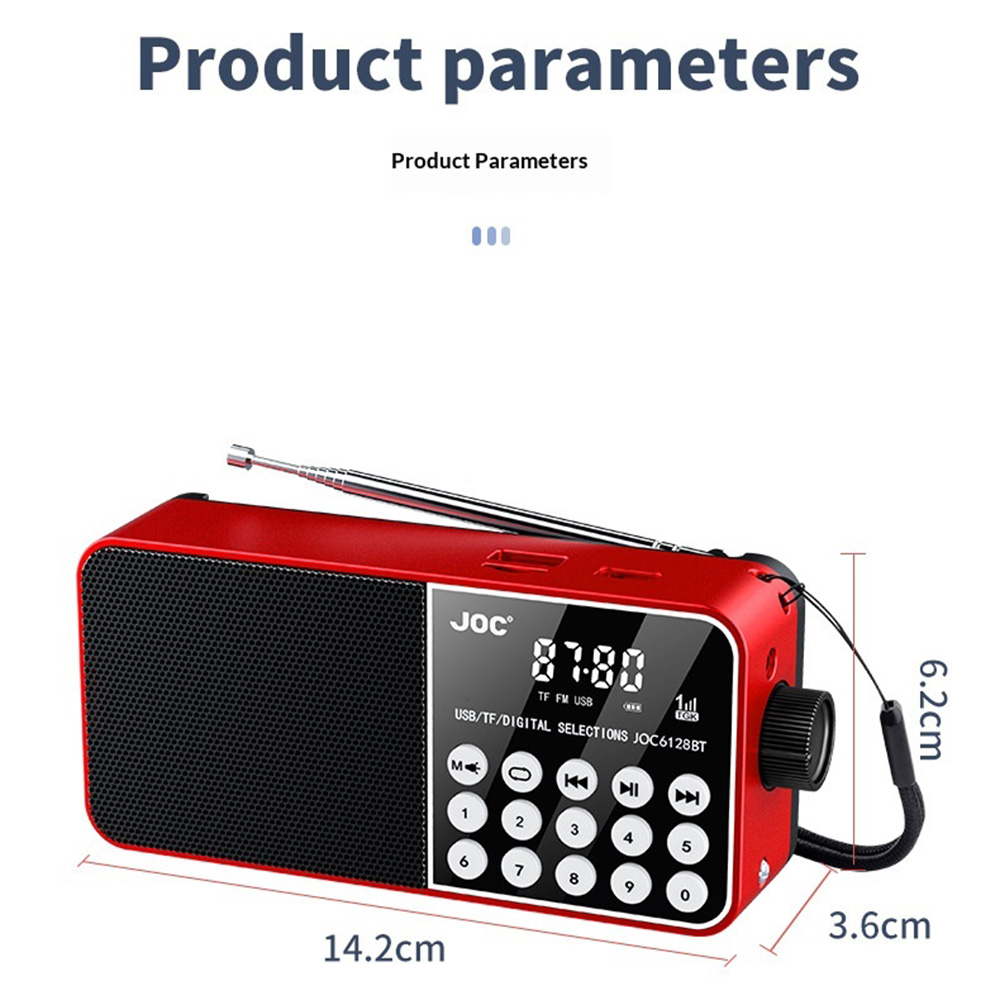 JOC 6128BT LED Display Digital Radio with Emergency Light Bluetooth-compatible FM Radio Support TF Card - Gray - Image 6