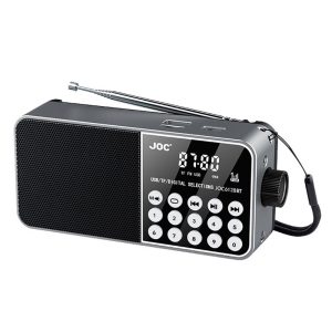 JOC 6128BT LED Display Digital Radio with Emergency Light Bluetooth-compatible FM Radio Support TF Card – Gray