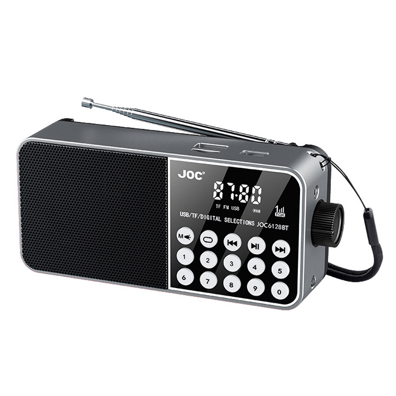 JOC 6128BT LED Display Digital Radio with Emergency Light Bluetooth-compatible FM Radio Support TF Card - Gray