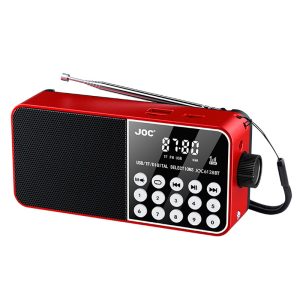JOC 6128BT LED Display Digital Radio with Emergency Light Bluetooth-compatible FM Radio Support TF Card – Red