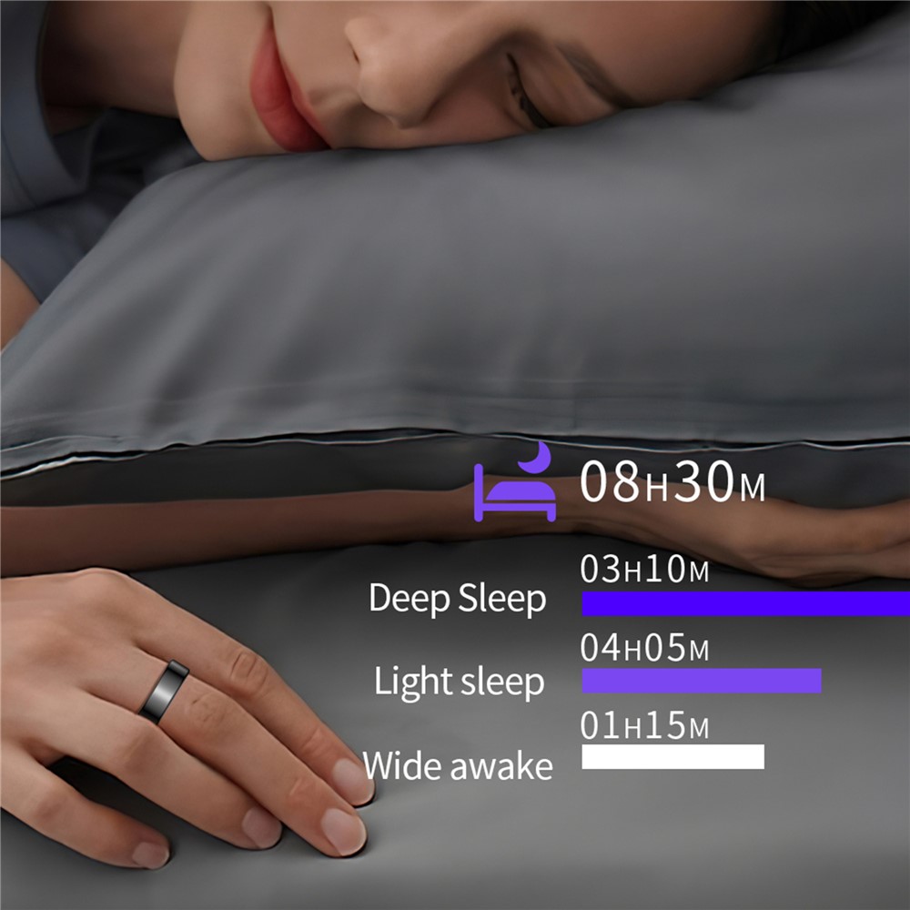 SY02 Carbon Fiber Pattern Smart Ring Multifunction Sleep Tracker Blood Oxygen Heart Rate Monitor, with Charging Case - Black / Size 12 - Image 3