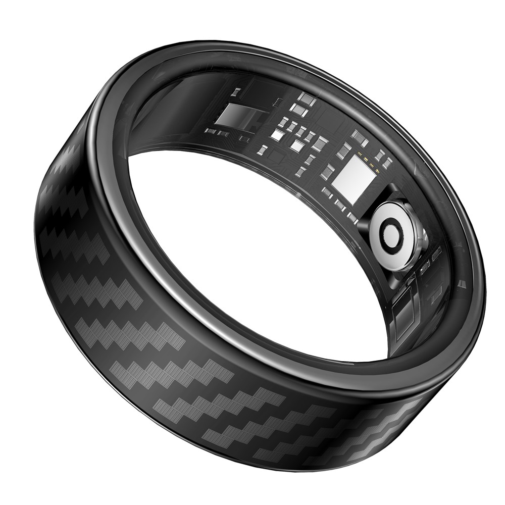 SY02 Carbon Fiber Pattern Smart Ring Multifunction Sleep Tracker Blood Oxygen Heart Rate Monitor, with Charging Case - Black / Size 12 - Image 5