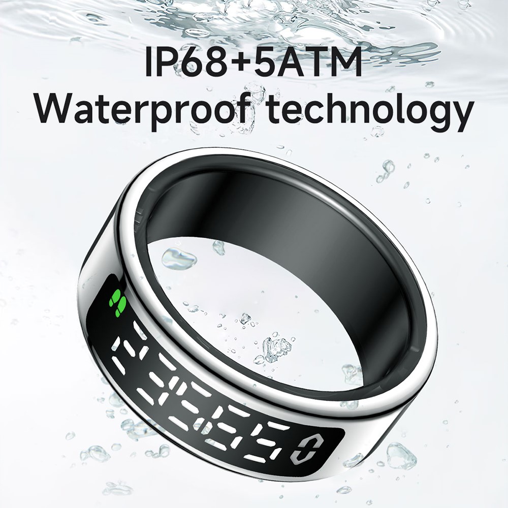SY01 Digital Display Smart Ring Sleep Blood Oxygen Heart Rate Monitor Ring with Charging Case - Black / Size 10 - Image 5