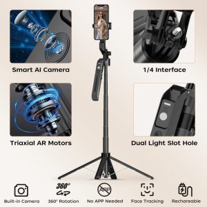 XIAOMIYOUPIN FUNSNAP A6 1.8m Extendable Selfie Stick for Smartphone Smart AI Tracking Tripod with Remote (No Light)