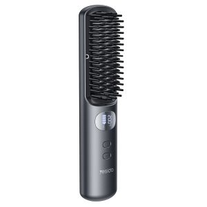 YESIDO MG23 Wireless Hair Straightener Brush 2 in 1 Straighten and Curl Styling Tool 3 Temp Settings Digital Display – Black