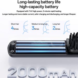 YESIDO MG23 Wireless Hair Straightener Brush 2 in 1 Straighten and Curl Styling Tool 3 Temp Settings Digital Display – Black