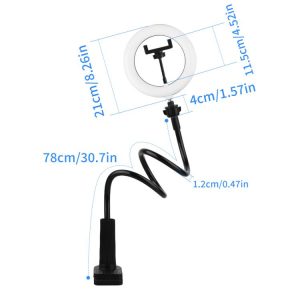 8 inch Striped Selfie Live Streaming Photography Lazy Stand LED Ring Fill Light Set(Black)