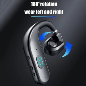 T50 Bluetooth 5.3 Wireless Headphone Single Ear Digital Display Stereo Earbuds Color Boxed(Black)