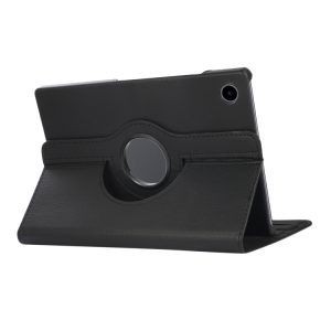 Samsung Galaxy Tab A9 / Tab A11 8.7″ Litchi Texture 360 Degrees Rotation Holder Leather Tablet Case(Black)