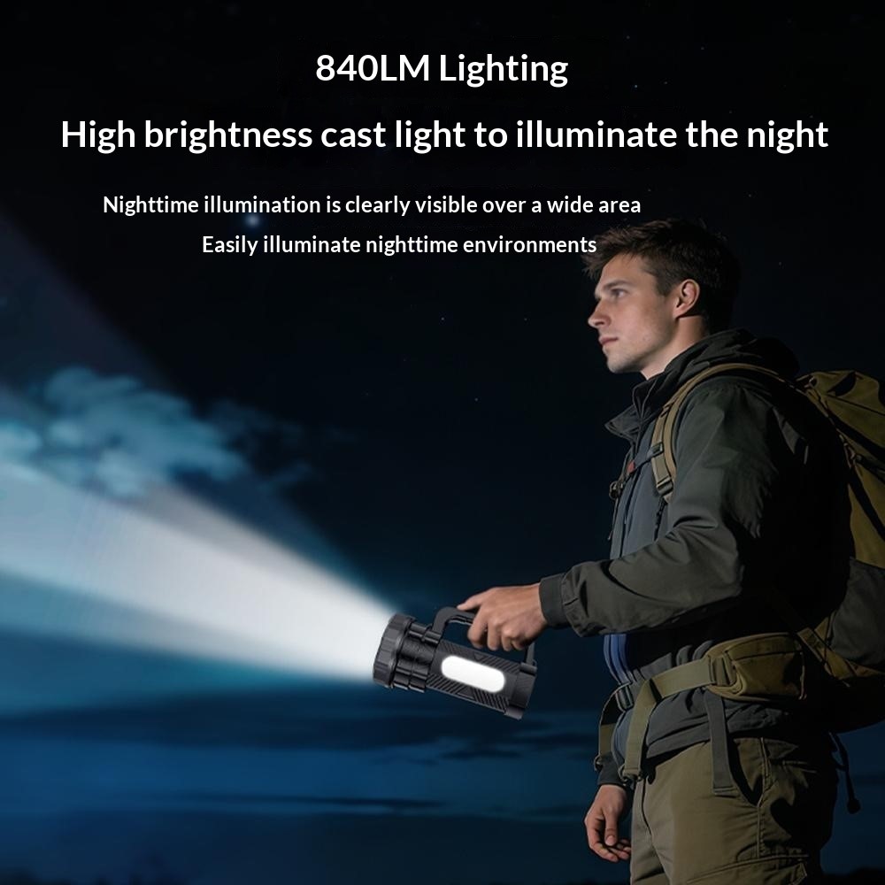 YESIDO TC12 Multifunctional Rechargeable Dual Lamp Lighting Flashlight 840LM High Power Flash Light for Outdoor Emergency - Black - Image 2