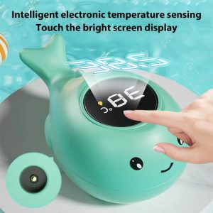 IPX7 Waterproof Cartoon Whale Color LED Screen Smart Water Thermometer Baby Bath Thermometer(Pink)