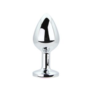 Toosh Silver Metal Butt Plug Large Pink Stone
