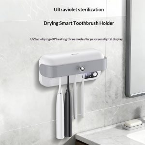 YESIDO MG32 UV Toothbrush Sterilizer Dryer Holder 4 Slots Wall Mount Digital Display Storage Sterilization Box for Bathroom