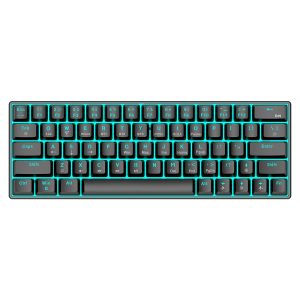 T-WOLF T30 Mechanical Keyboard Wired + Wireless + Bluetooth-compatible 3-Mode RGB Gaming Keyboard 63 Keys – Black
