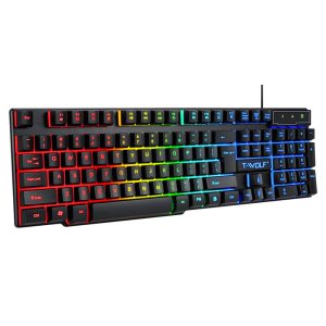 T-WOLF TF800 4 in 1 LED Backlit Gaming Working Keyboard Mouse Headphone Mouse Pad Set