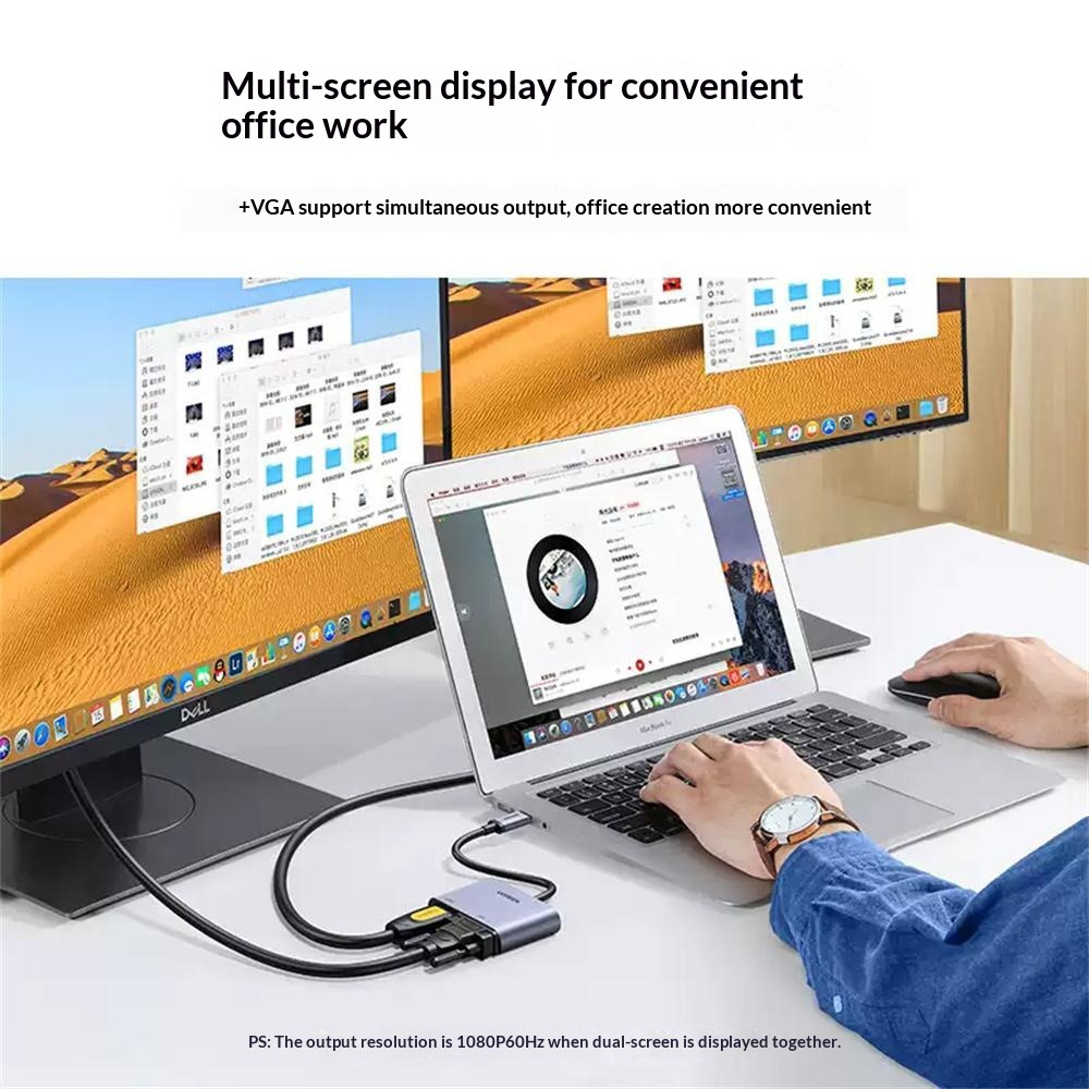 UGREEN 50505 4 in 1 Hub USB-C to 4K / 30Hz HD VGA USB 3.0 PD 100W Fast Charging Adapter - Image 4