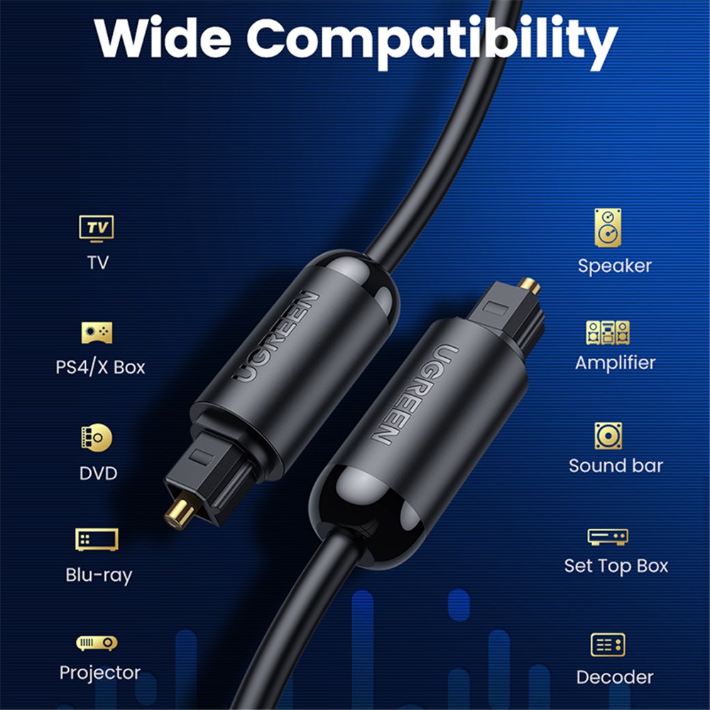 UGREEN 1m Toslink Digital Fiber Optical Audio Cable for Xbox 360 Soundbar Speaker Amplifier - Image 2