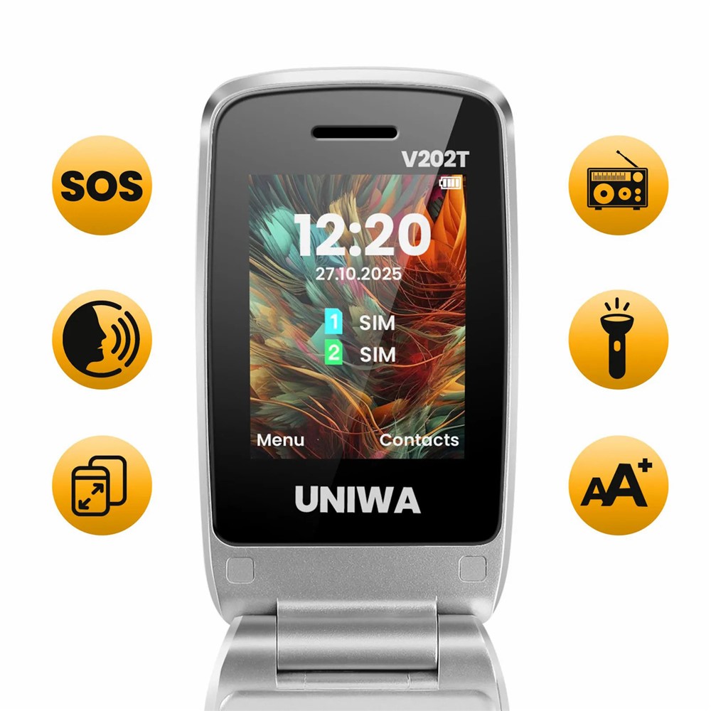 UNIWA V202T 1.77-Inch 4G Ultra Long Standby Dual-SIM Phone FM SOS Flashlight Folding Phone - Blue/ Language Pack 1 - Image 4